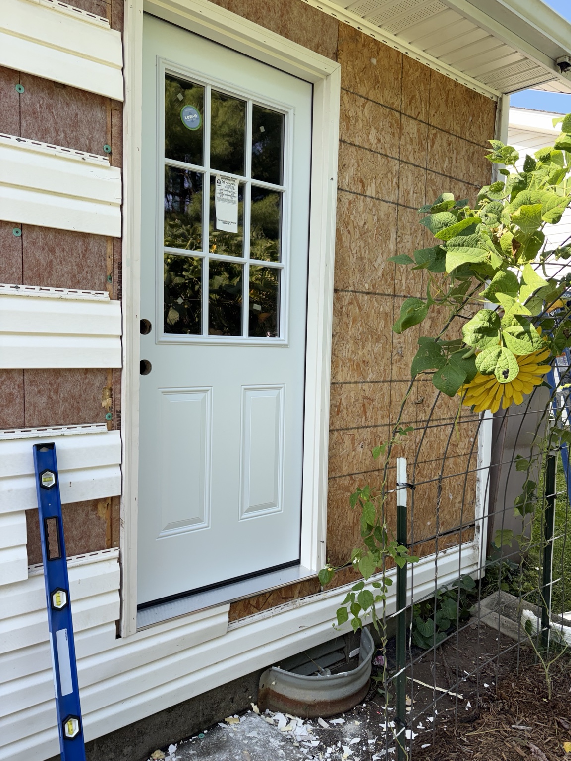 New exterior door installed and leveled